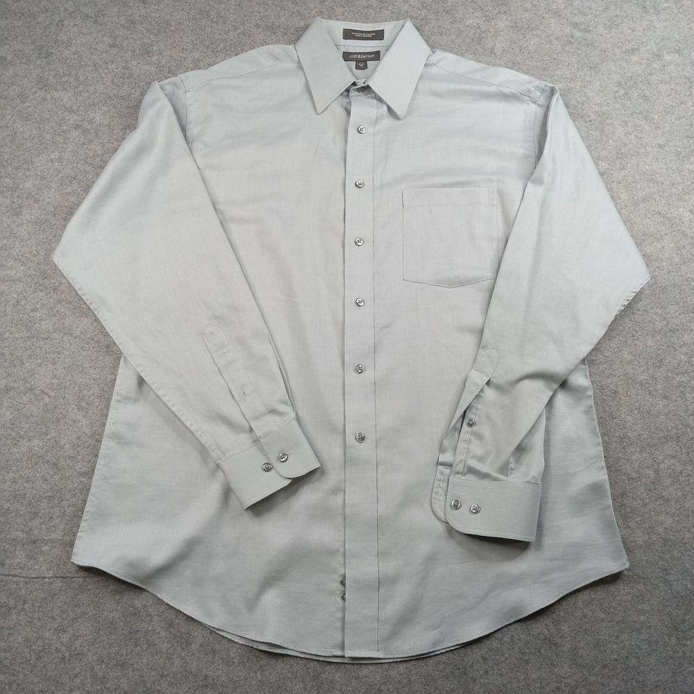 Croft & Barrow Shirt Mens 16.5 36 Gray Dress Long Sleeve Button Front Pocket